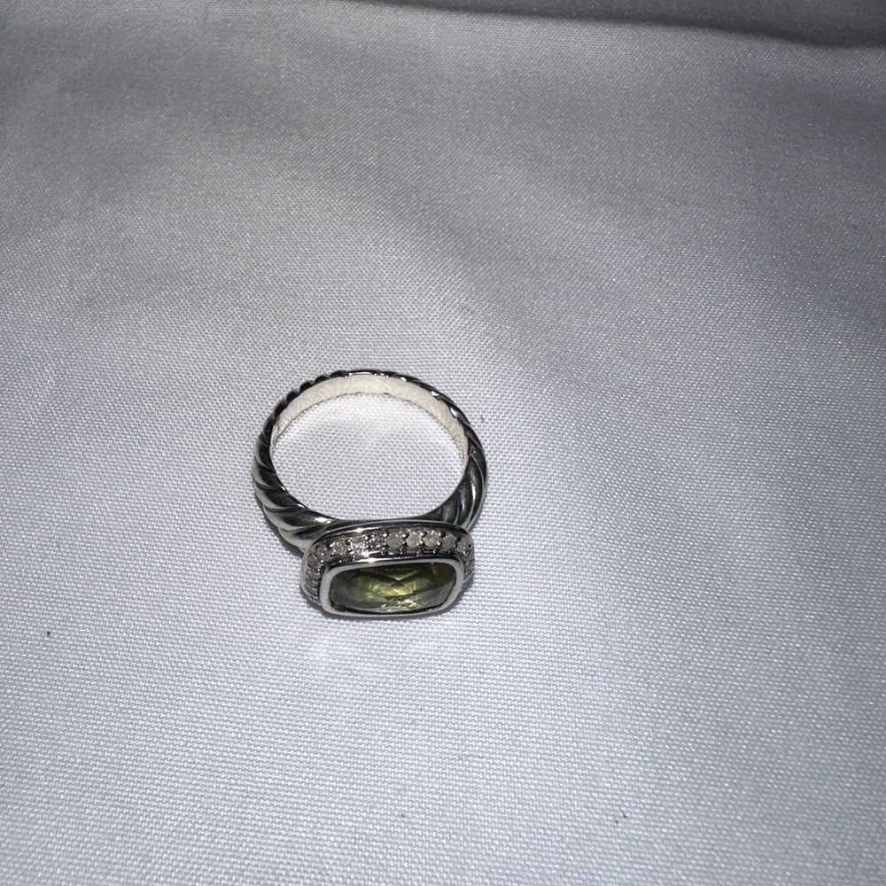 David Yurman Pave Lemon Citrine and Diamond Ring size 5